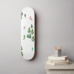 Freeride Alpine Skiers Skiing Illustration  Skateboard<br><div class="desc">Retro skiers skateboard. Cool winter themed skier pattern design with skiers skiing down alpine ski resort slopes among snow covered fir trees in alps. Freeride skiers are wearing colourful vintage retro ski suits, skiing downhill with skis on a white snowy mountain landscape background. Wonderful winter sport fun gift for a...</div>