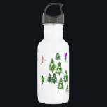 Freeride Alpine Skiers Skiing illustration Ski  532 Ml Water Bottle<br><div class="desc">Cool winter themed skier pattern design with skiers skiing down alpine ski resort slopes among snow covered fir trees in alps. Freeride skiers are wearing colourful vintage retro ski suits, skiing downhill with skis on a white snowy mountain landscape background. Wonderful winter sport fun gift for a skier in your...</div>