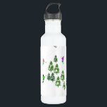 Freeride Alpine Skiers Skiing illustration Ski  710 Ml Water Bottle<br><div class="desc">Cool winter themed skier pattern design with skiers skiing down alpine ski resort slopes among snow covered fir trees in alps. Freeride skiers are wearing colourful vintage retro ski suits, skiing downhill with skis on a white snowy mountain landscape background. Wonderful winter sport fun gift for a skier in your...</div>