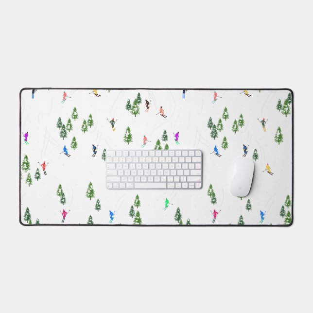 Freeride Alpine Skiers Skiing illustration Ski Desk Mat (Keyboard & Mouse)