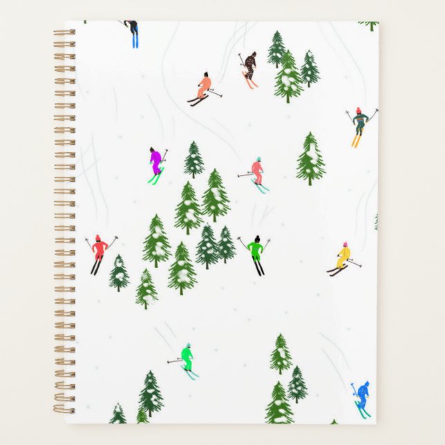 Freeride Alpine Skiers Skiing Illustration Ski   Planner (Front)
