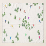 Freeride Alpine Skiers Skiing illustration Ski  Scarf<br><div class="desc">Cool winter themed skier pattern design with skiers skiing down alpine ski resort slopes among snow covered fir trees in alps. Freeride skiers are wearing colourful vintage retro ski suits, skiing downhill with skis on a white snowy mountain landscape background. Wonderful winter sport fun gift for a skier in your...</div>