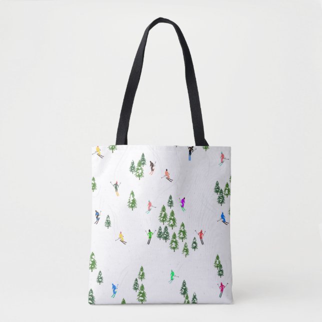 Freeride Alpine Skiers Skiing illustration Ski Tote Bag (Front)