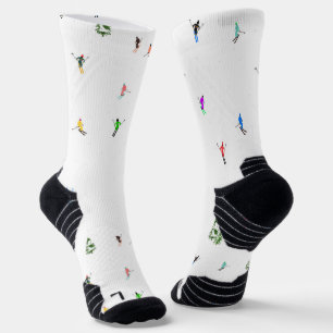 Freeride Alpine Skiers Skiing Illustration Socks