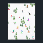 Freeride Snowboard Snowboarder Snowboarding  Postcard<br><div class="desc">Cool whimsical illustration art of colourful snowboarders,  snowboarding downhill in mountains among pine,  spruce,  fir trees on fresh snow powder. Snowboard and xmas outdoor sport in a winter forest.</div>