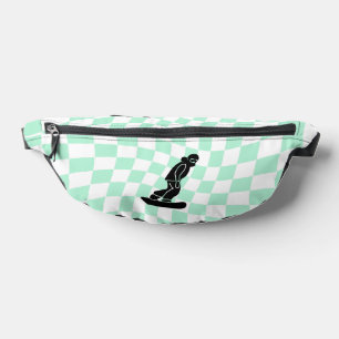 Freeride Snowboarder Cartoon Chequered    Bum Bags