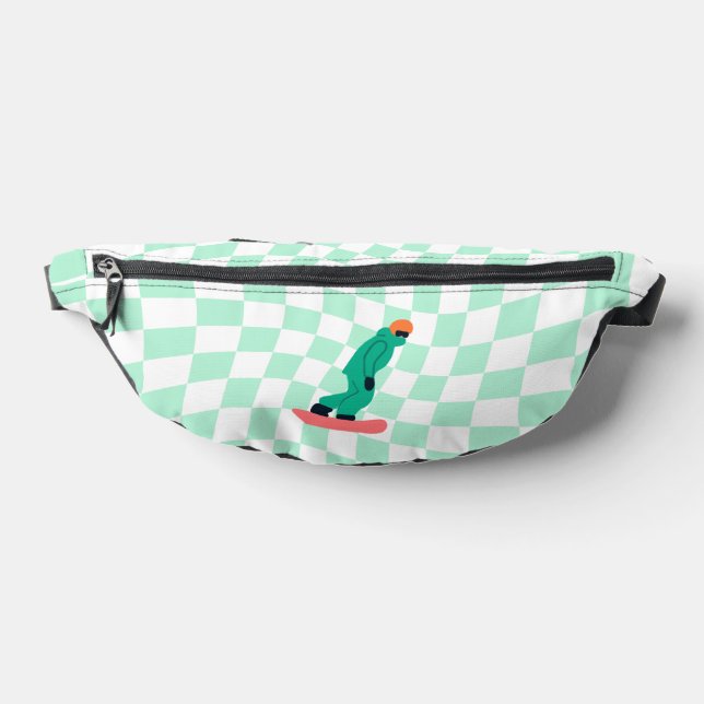 Freeride Snowboarder Cartoon Chequered    Bum Bags (Lay Down)