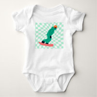Freeride Snowboarder In Green Suit Chequered