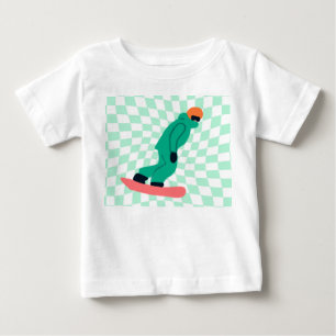 Freeride Snowboarder In Green Suit Chequered   Baby T-Shirt