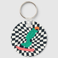 Freeride Snowboarder In Green Suit Chequered