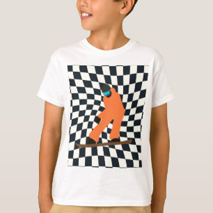 Freeride Snowboarder In Orange Suit Chequered     T-Shirt