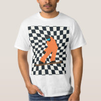 Freeride Snowboarder In Orange Suit Chequered