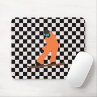 Freeride Snowboarder Orange Suit Chequered