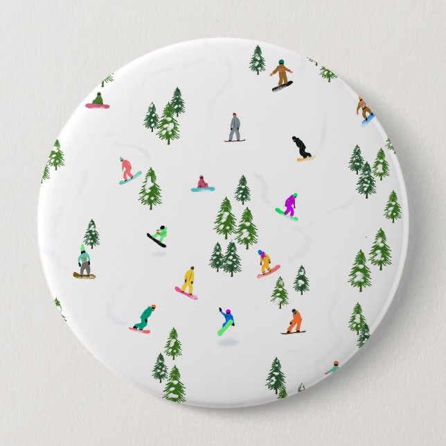 Freeride Snowboarder Snowboarding Illustration   10 Cm Round Badge (Front)
