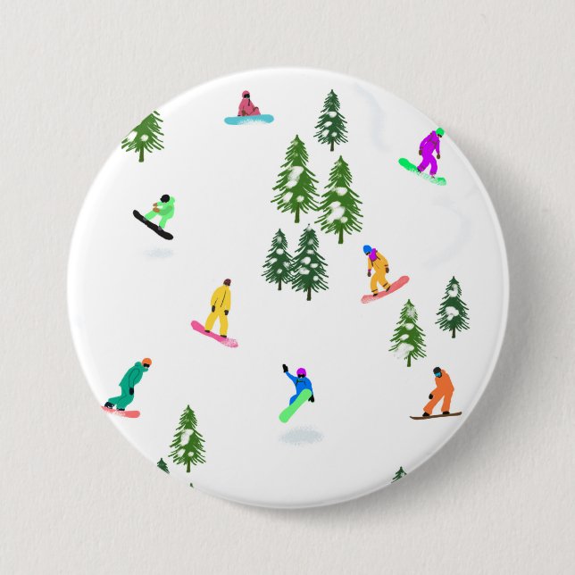 Freeride Snowboarder Snowboarding Illustration     7.5 Cm Round Badge (Front)