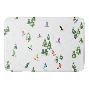 Freeride Snowboarder Snowboarding Illustration  Bath Mat