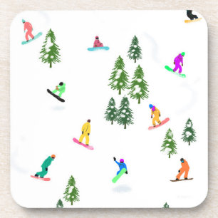 Freeride Snowboarder Snowboarding Illustration     Coaster
