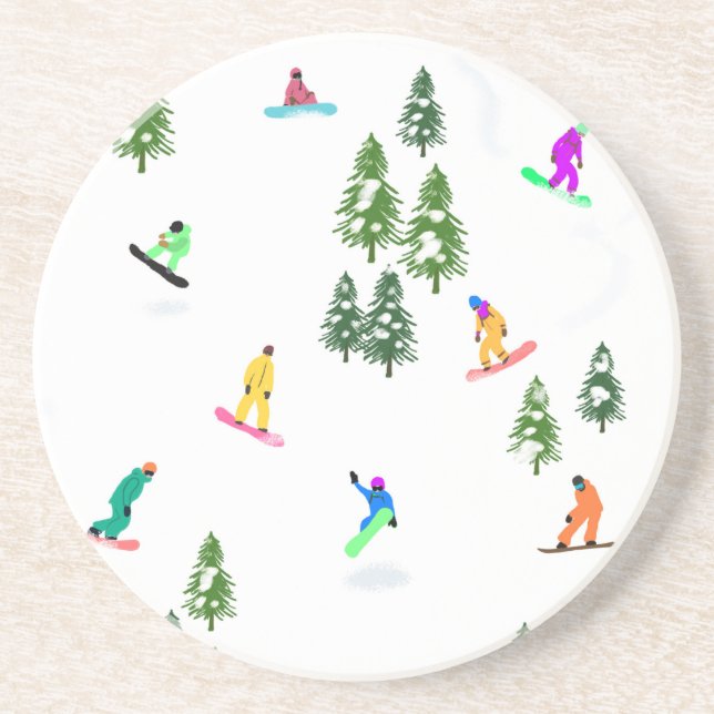 Freeride Snowboarder Snowboarding Illustration     Coaster (Front)