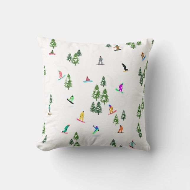 Freeride Snowboarder Snowboarding Illustration  Cushion (Front)