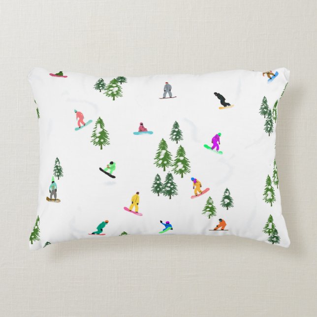 Freeride Snowboarder Snowboarding Illustration   Decorative Cushion (Front)