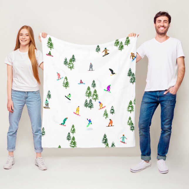 Freeride Snowboarder Snowboarding Illustration  Fleece Blanket (In Situ)