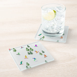 Freeride Snowboarder Snowboarding Illustration     Glass Coaster