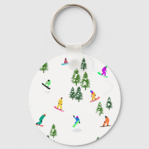Freeride Snowboarder Snowboarding Illustration Key Ring