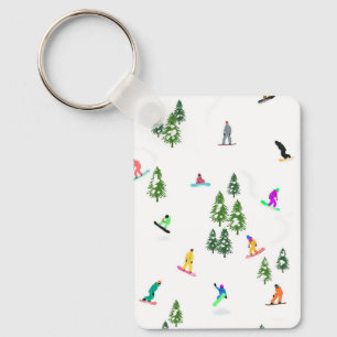 Freeride Snowboarder Snowboarding Illustration Key Ring