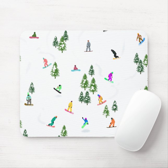 Freeride Snowboarder Snowboarding Illustration   Mouse Mat (With Mouse)