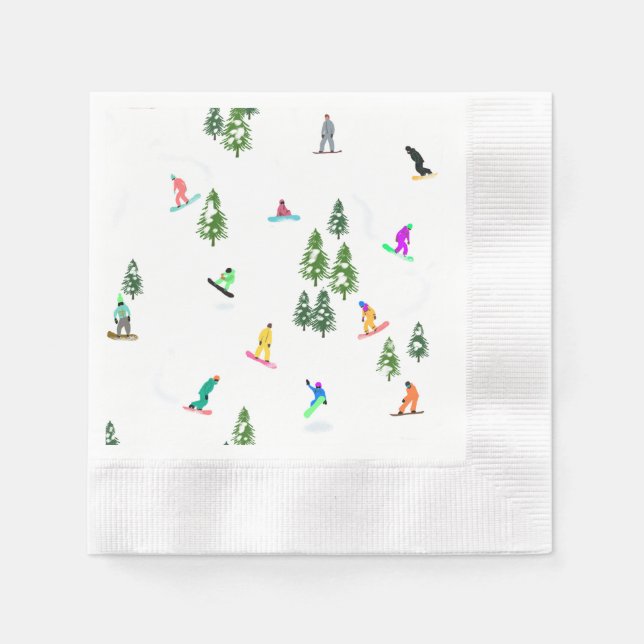 Freeride Snowboarder Snowboarding Illustration    Napkin (Front)