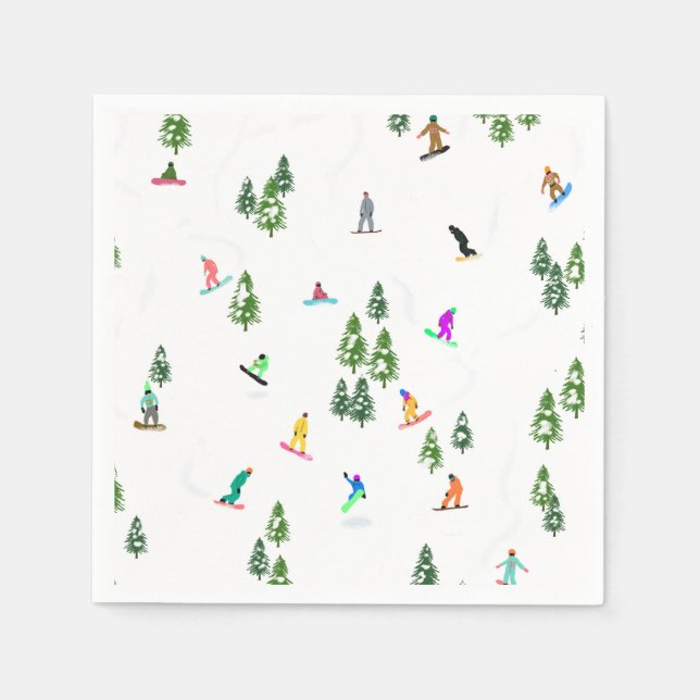 Freeride Snowboarder Snowboarding Illustration    Napkin (Front)