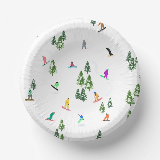 Freeride Snowboarder Snowboarding Illustration   Paper Plate (Front)