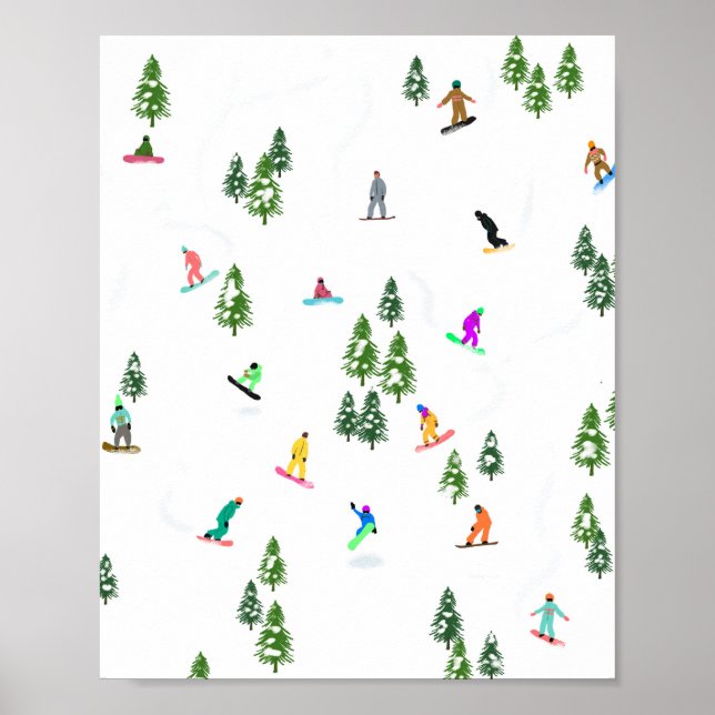 Freeride Snowboarder Snowboarding Illustration   Poster (Front)