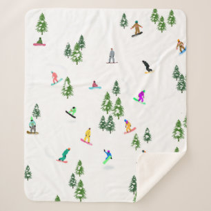 Freeride Snowboarder Snowboarding Illustration   Sherpa Blanket