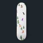 Freeride Snowboarder Snowboarding Illustration    Skateboard<br><div class="desc">Cool whimsical illustration art of colorful snowboarders,  snowboarding downhill in mountains among pine,  spruce,  fir trees on fresh snow powder. Snowboard and xmas outdoor sport in a winter forest. Snowboarder gifts. Snowboarding Christmas decor.</div>