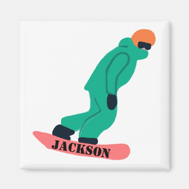 Freeride Snowboarder Snowboarding Stencil Magnet (Front)