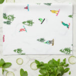 Freeride Snowboarders Snowboarding Design Tea Towel<br><div class="desc">Cool whimsical illustration art of colourful snowboarders,  snowboarding downhill in mountains among pine,  spruce,  fir trees on fresh snow powder. Snowboard and xmas outdoor sport in a winter forest. Snowboarder gifts. Snowboarding Christmas decor.</div>