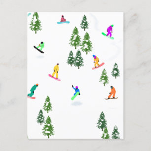 Freeride Snowboarders Snowboarding Winter Postcard
