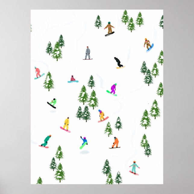 Freeride Snowboarders Snowboarding Winter  Poster (Front)