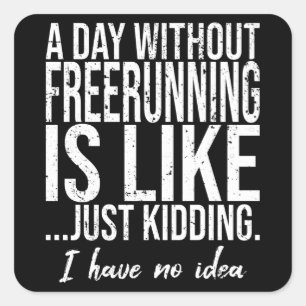 Freerunning funny sports gift square sticker