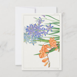 Freesia Flower Japanese Woodblock Art by Tanigami Invitation