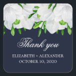Freesia flowers. Floral thank you. Navy wedding Square Sticker<br><div class="desc">Navy wedding thank you sticker with freesia. Contact me,  please,  if you need additional items.</div>