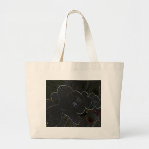 freesia flowers outlined large tote bag