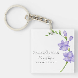 Freesia Memorial Funeral Photo Keychain