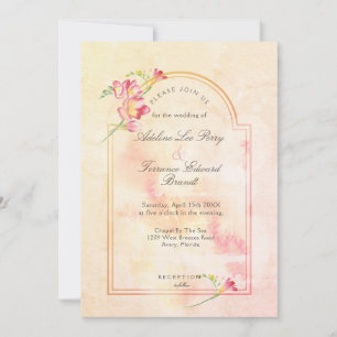 Freesia Sunset Peach Watercolor  Invitation