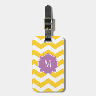 Freesia & White Chevron Monogram Luggage Tag