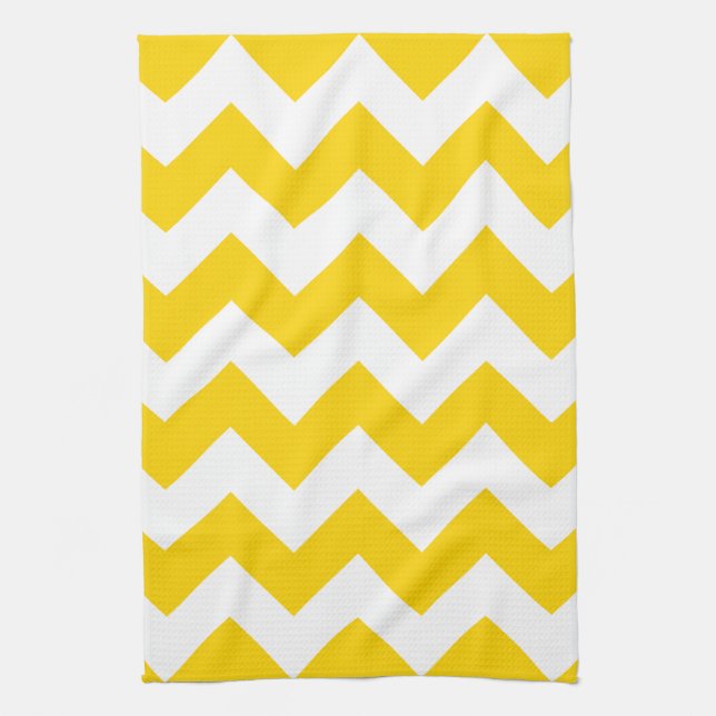 Freesia Yellow Chevron Zigzag Kitchen Towels (Vertical)