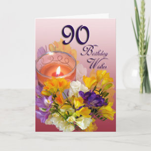 Freesias 90th Birthday Wishes Greeting Card