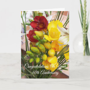 Freesias Personalised 40th Wedding Anniversary Card