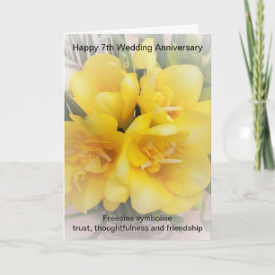 Freesias Personalised 7th Wedding Anniversary Card